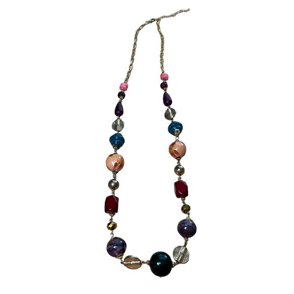 Unbranded Multicolor Bright Bead Necklace Gold Tone Findings Lobster Clasp EUC - Picture 1 of 5